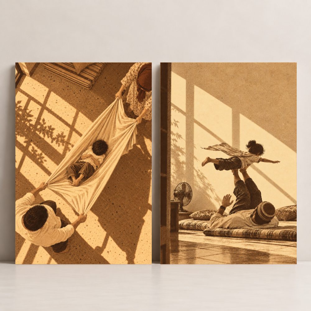 Childhood Games — Set of 2 Arab canvas art by BornArab Studio