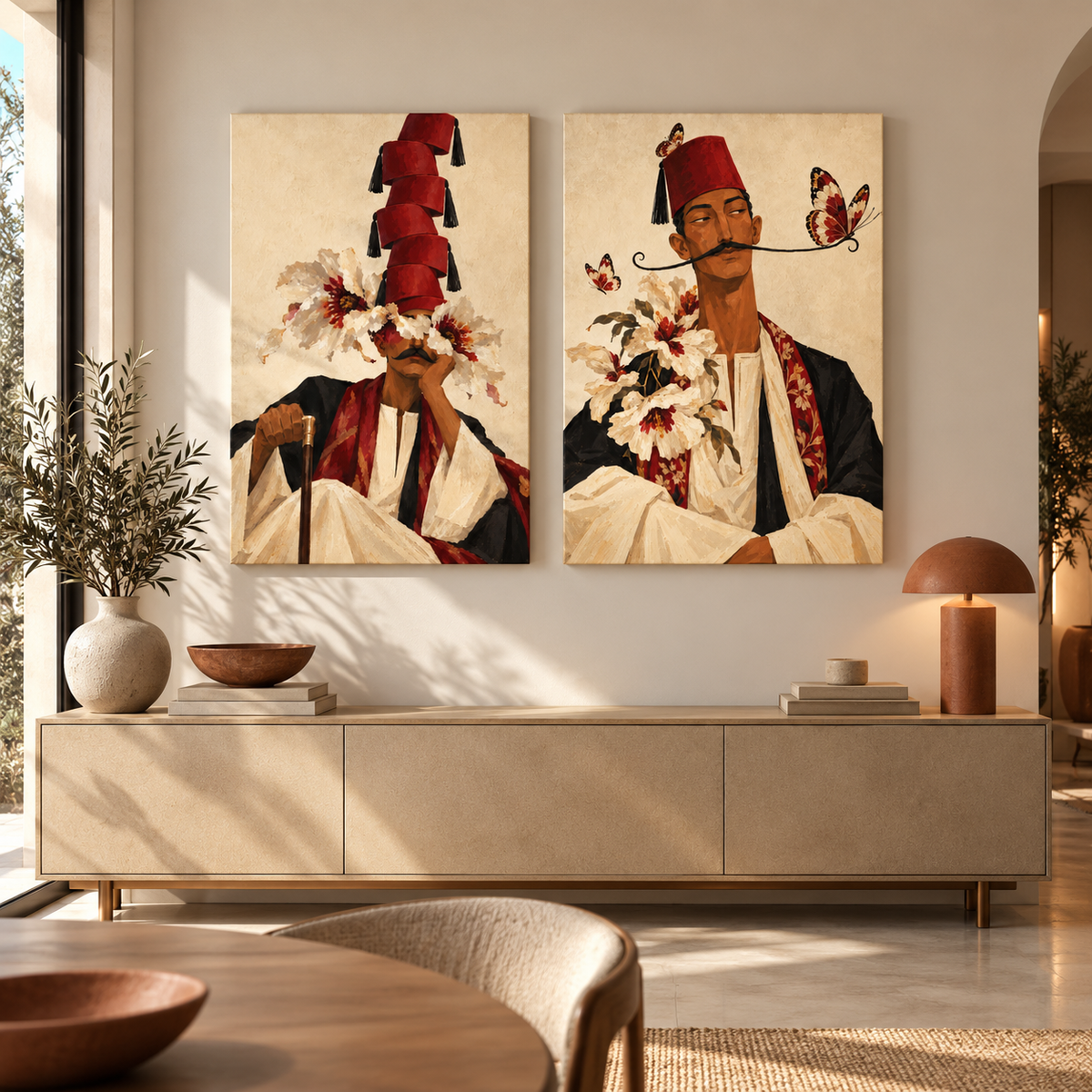 Egypt Art – Floral Fez — Set of 2