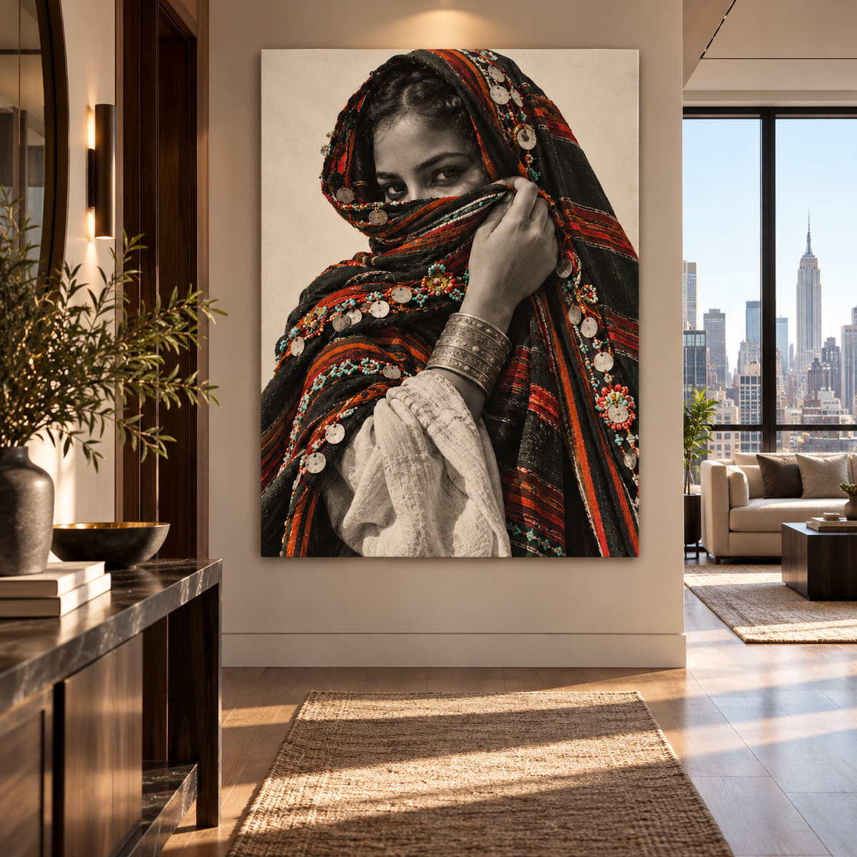 Nubian Gaze Egypt canvas room mockup by BornArab Studio