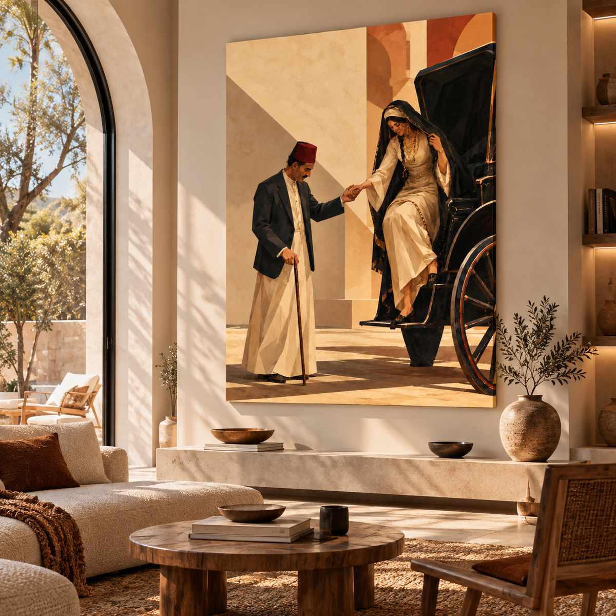 A Meeting in Old Egypt Egypt canvas room mockup by BornArab Studio