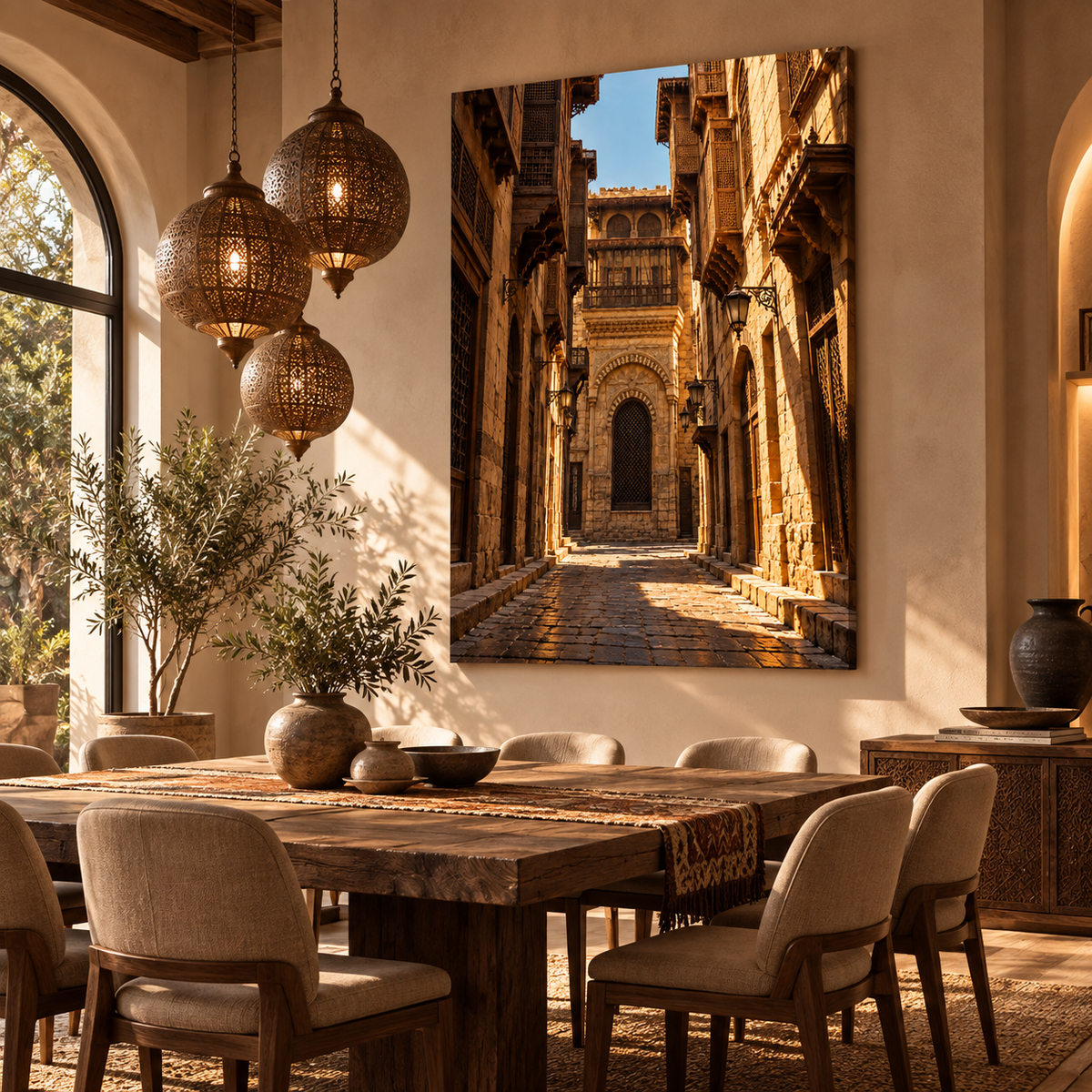 The Silent Courtyard Egypt canvas room mockup by BornArab Studio