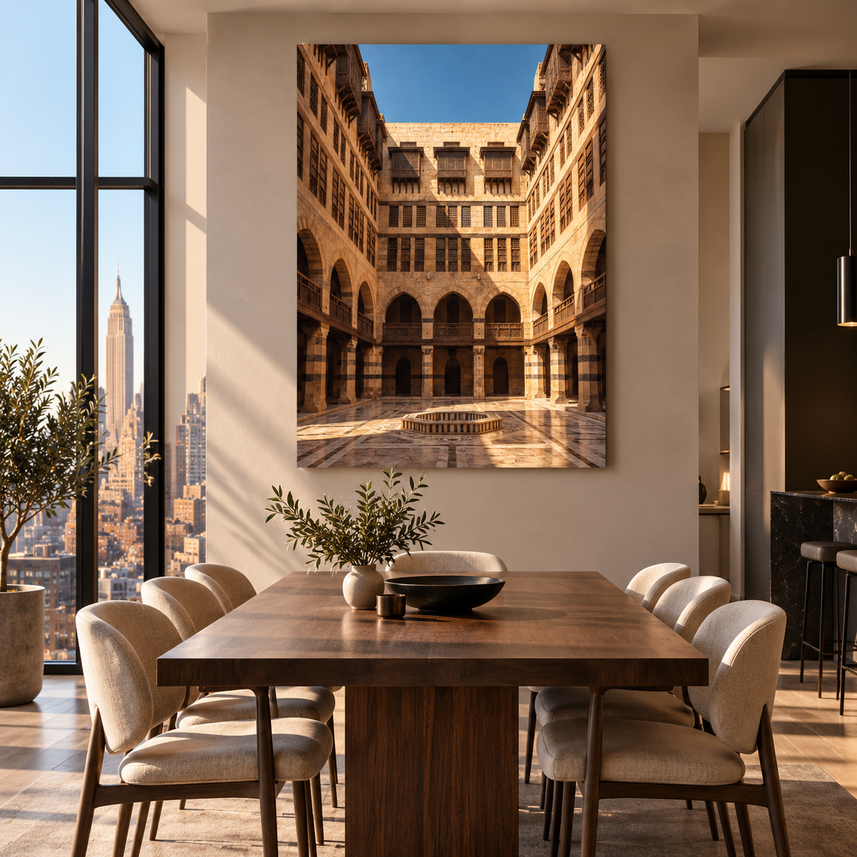Courtyard of Light Egypt canvas room mockup by BornArab Studio