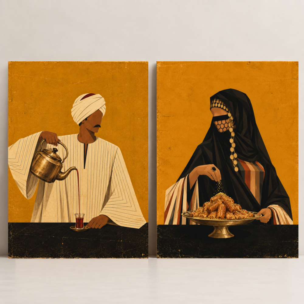 Nubian Hospitality — Set of 2 Egypt canvas art by BornArab Studio