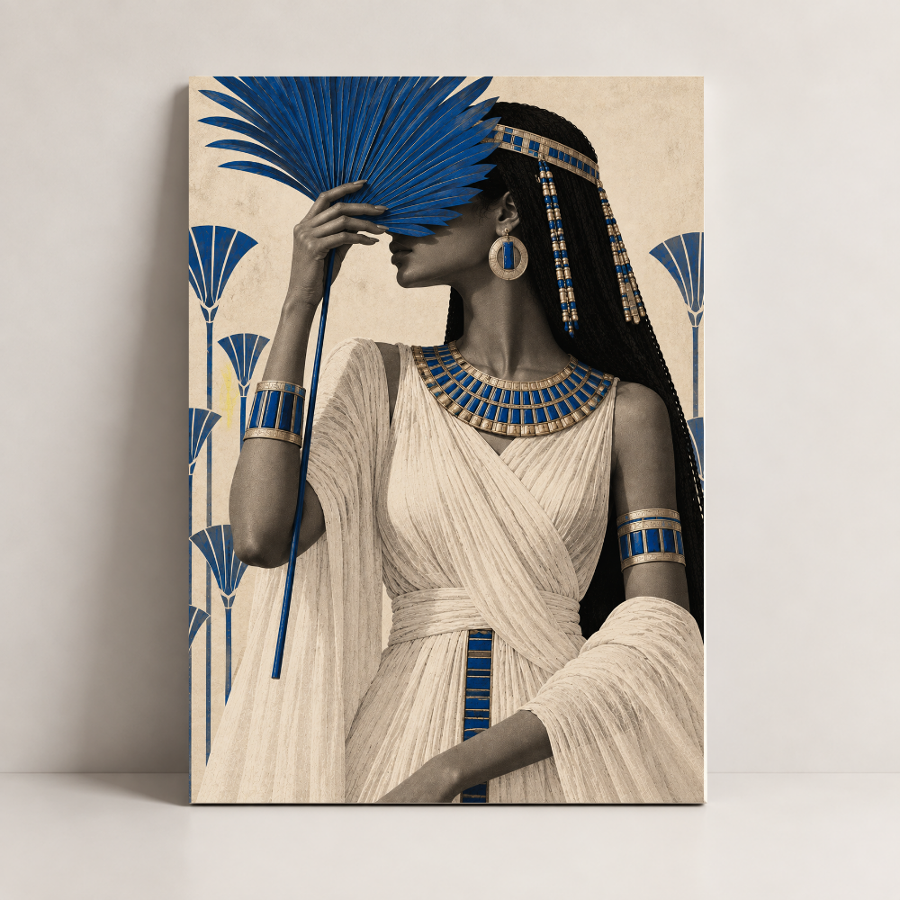 Queen of the Blue Fan Egypt canvas art by BornArab Studio