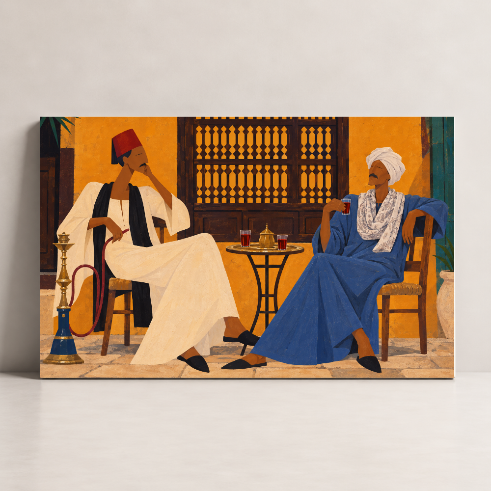 Conversations at the Café Egypt canvas art by BornArab Studio