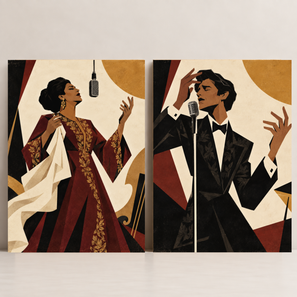 Voices of Cairo — Set of 2 Egypt canvas art by BornArab Studio