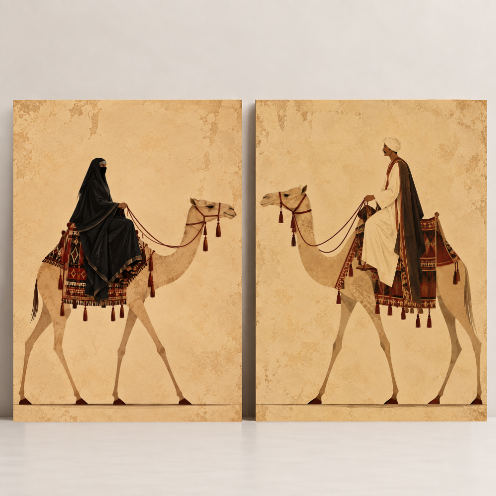 Desert Companions — Set of 2 Egypt canvas art by BornArab Studio