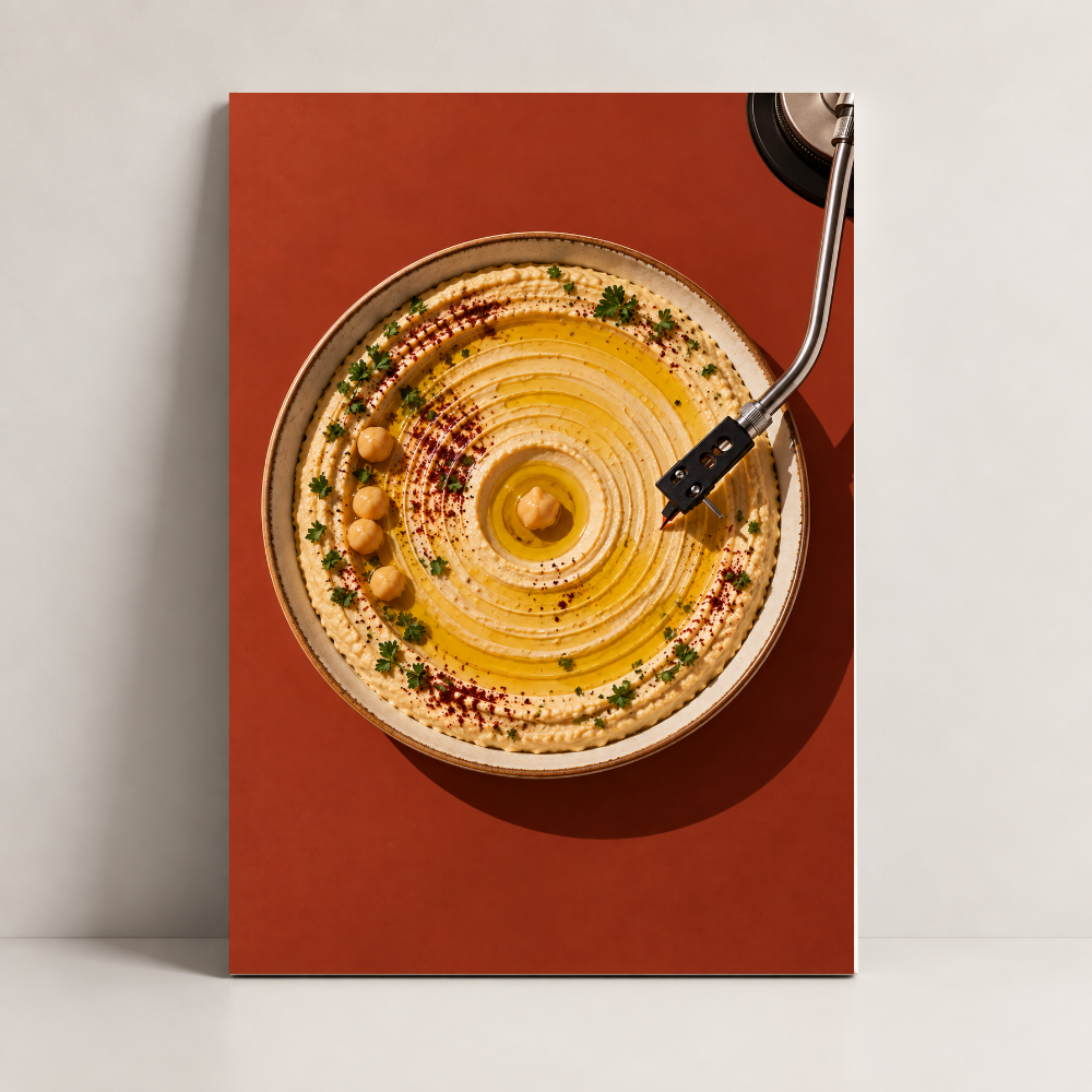 Hummus on Vinyl Lebanon canvas art by BornArab Studio