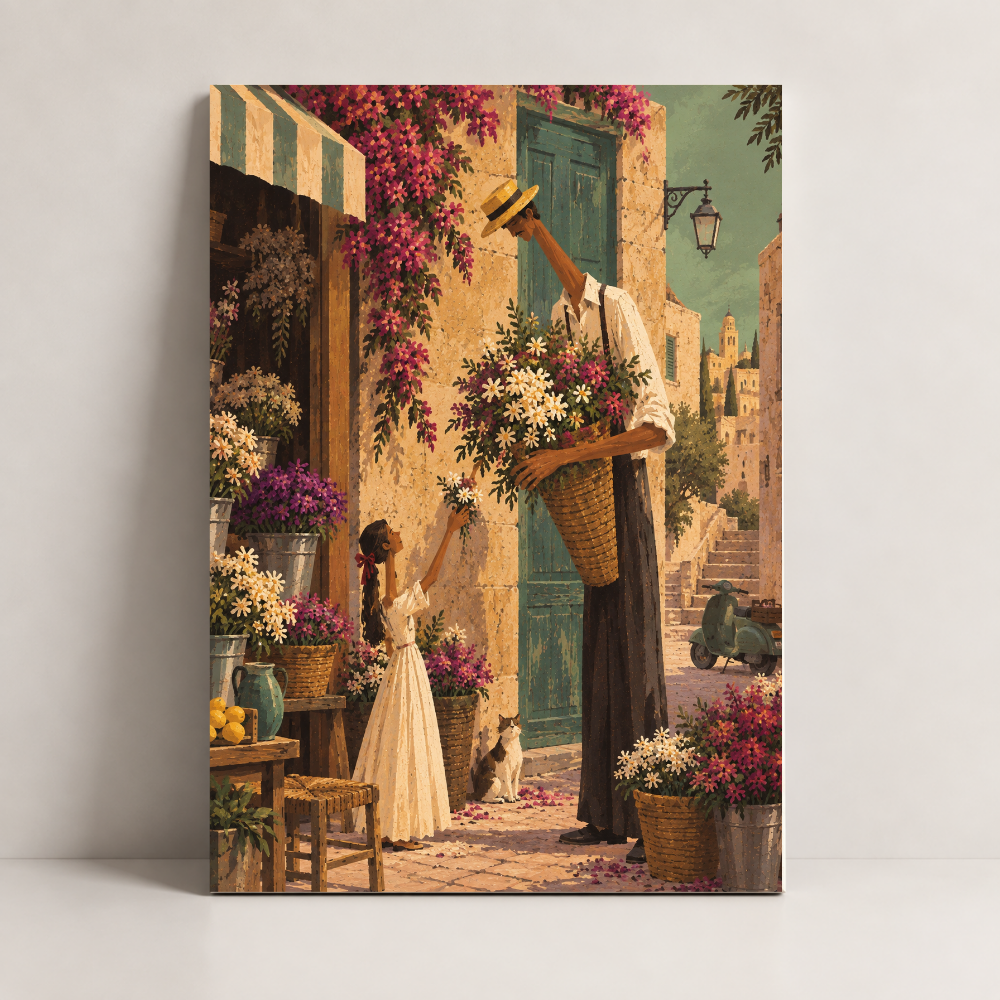 The Flower Seller Lebanon canvas art by BornArab Studio