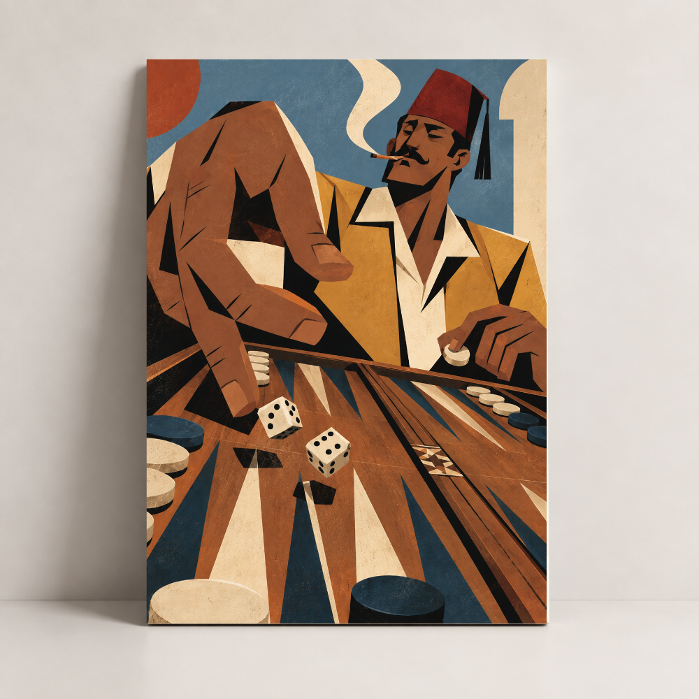 The Backgammon Table Lebanon canvas art by BornArab Studio