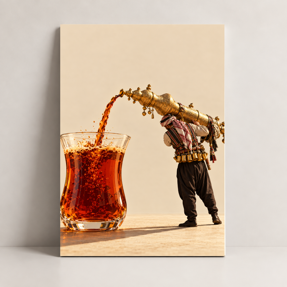 Pouring the Giant Tea Syria canvas art by BornArab Studio
