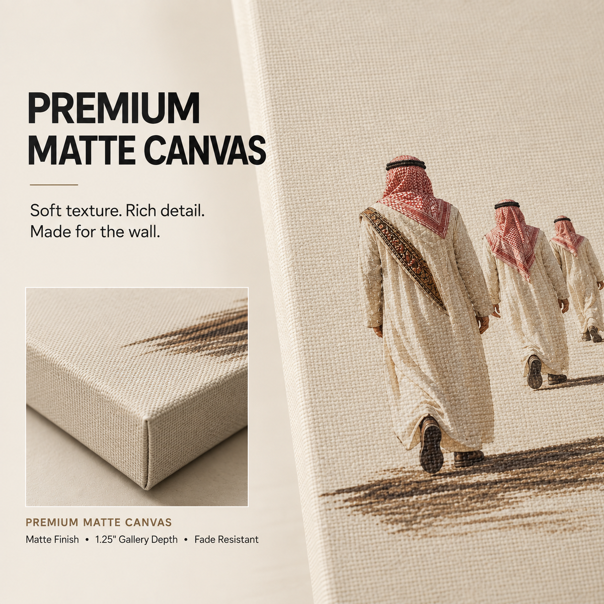 Premium matte canvas detail of BornArab Palestinian artwork