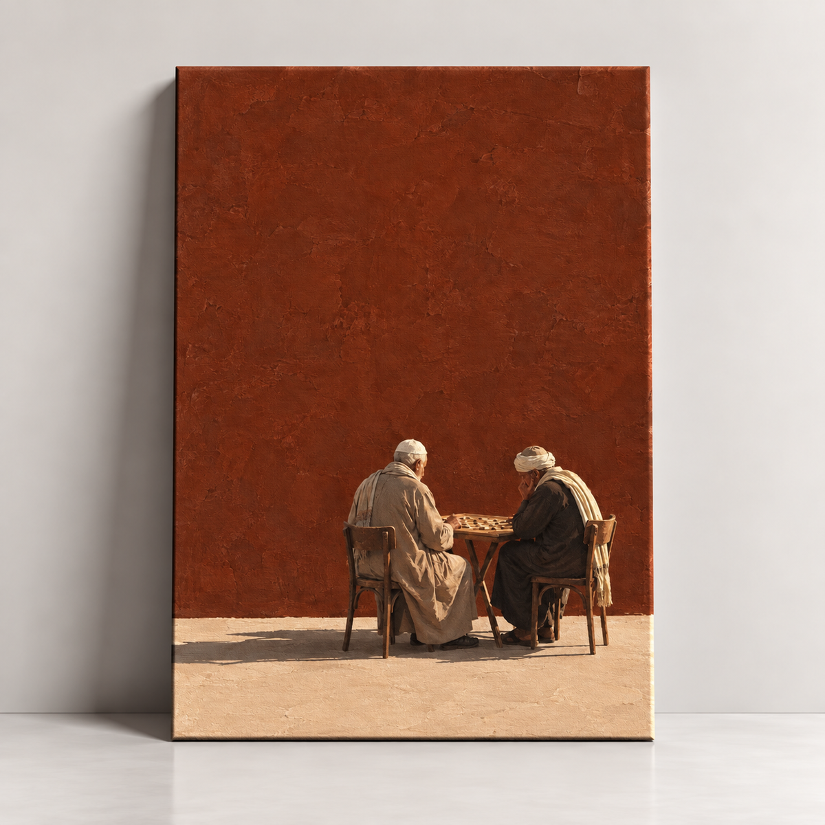 One More Round Egyptian backgammon and friendship canvas art by BornArab Studio