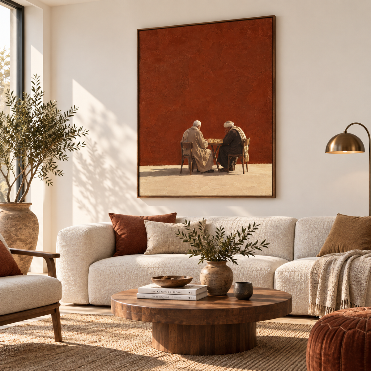 One More Round Egyptian wall art displayed in a modern interior