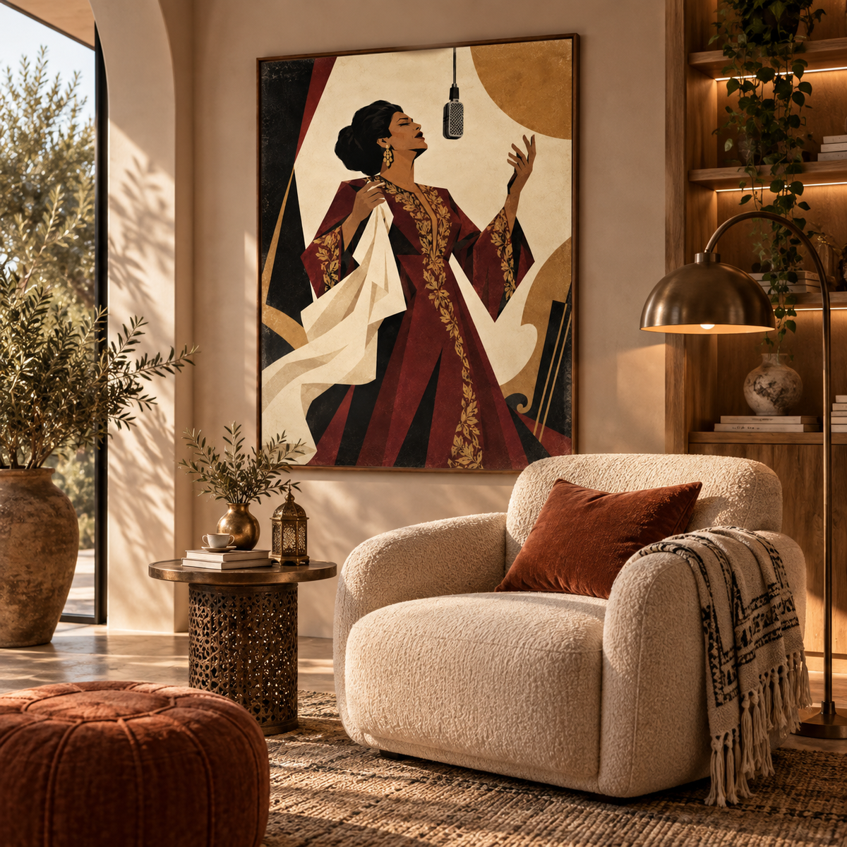 Oum Art Egyptian wall art displayed in a modern interior