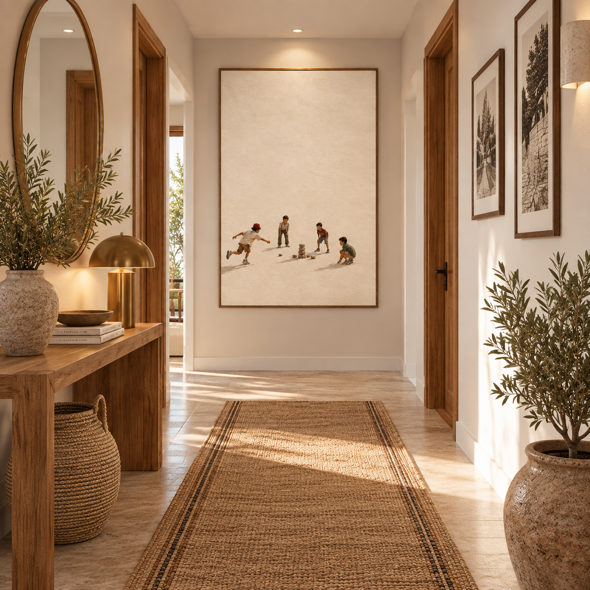 Street Games Egyptian wall art displayed in a modern interior