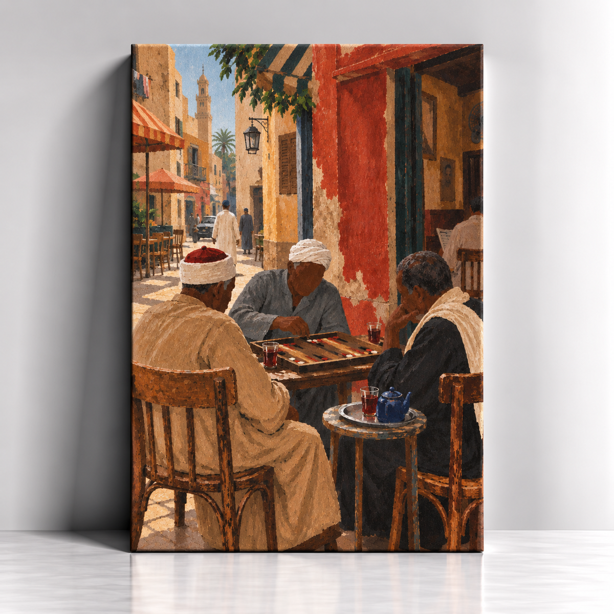 Tea in the Streets Egyptian street tea seller canvas art by BornArab Studio