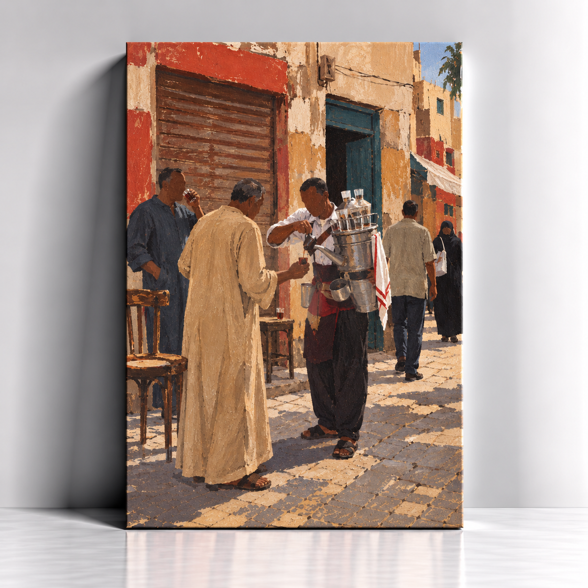 The Tea Man traditional Egyptian café canvas art by BornArab Studio