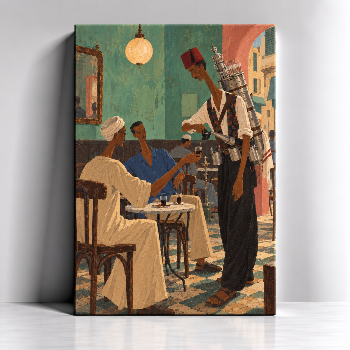 The Usual Table Egyptian backgammon and café culture canvas art by BornArab Studio