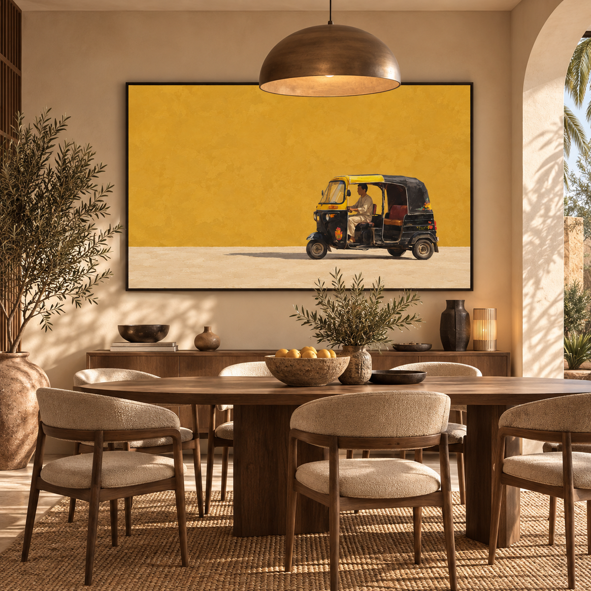 Tuktuk Life Egyptian wall art displayed in a modern interior