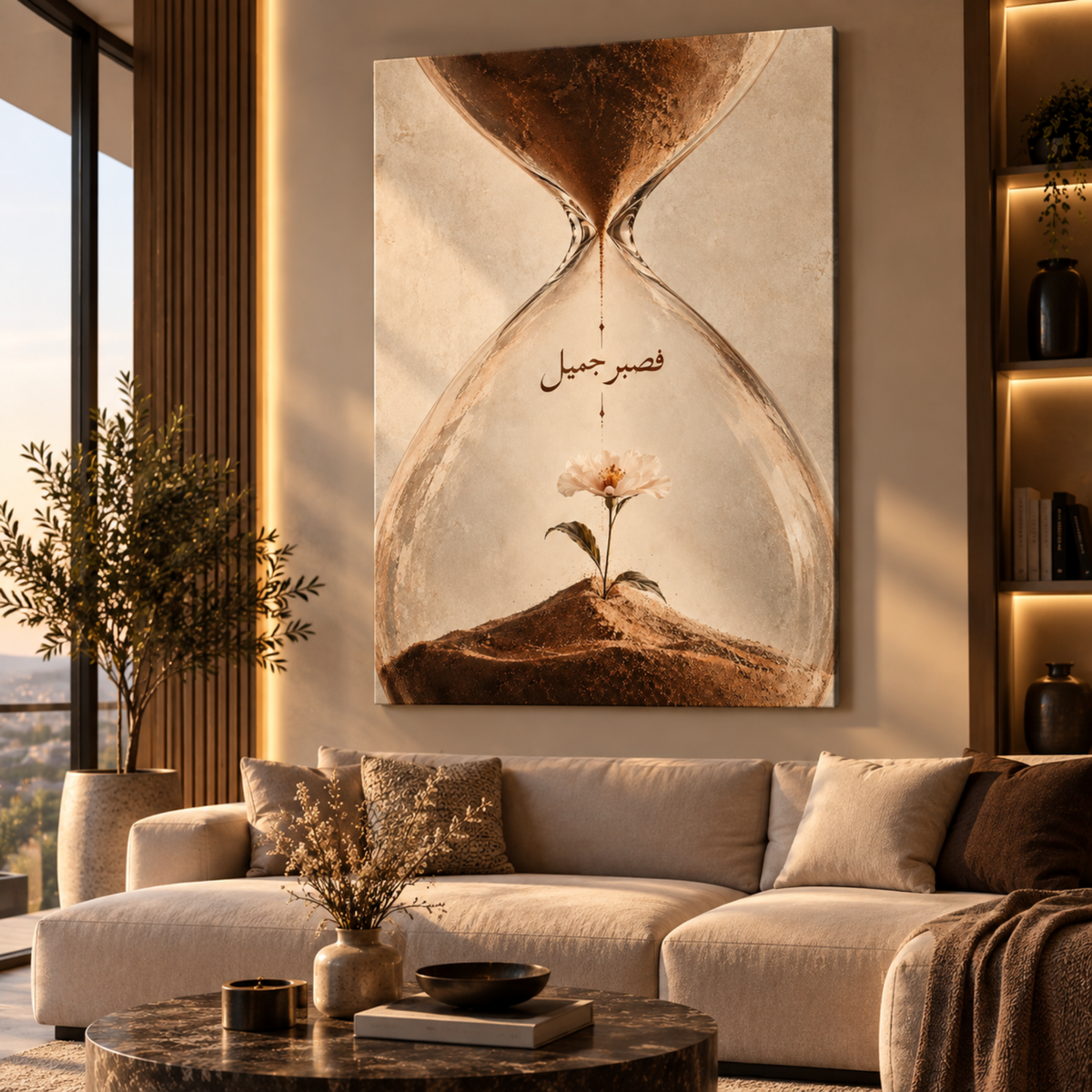 Beautiful Patience Islamic wall art displayed in a modern contemporary interior