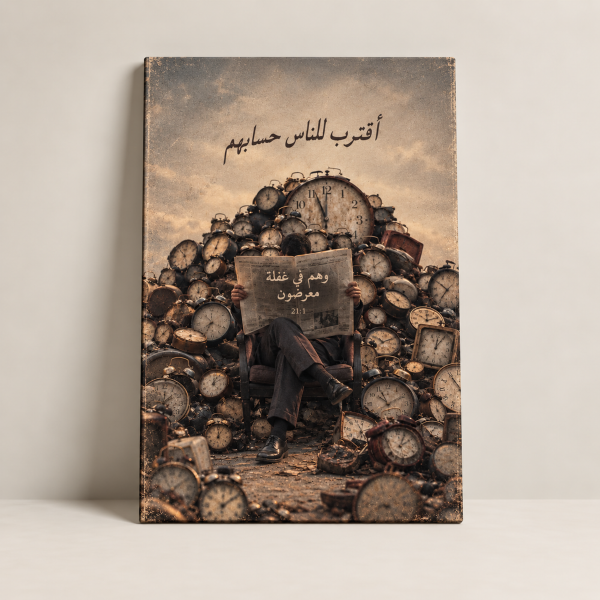 Before the Reckoning Islamic canvas art inspired by Quran 21:1 by BornArab Studio