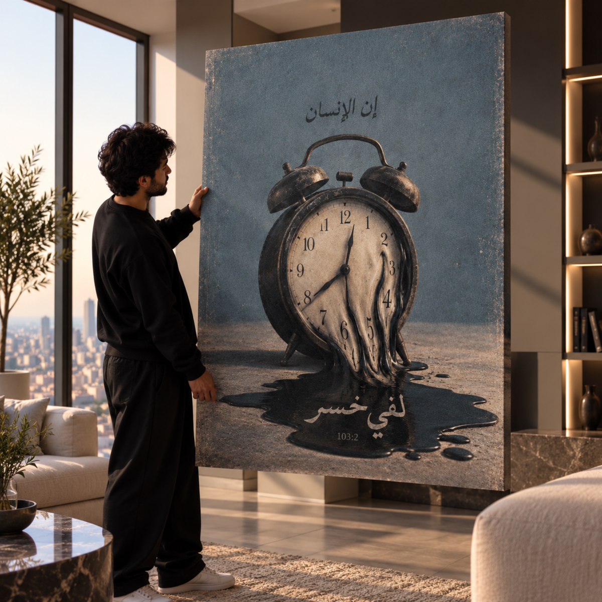 In Loss Islamic wall art displayed in a modern contemporary interior