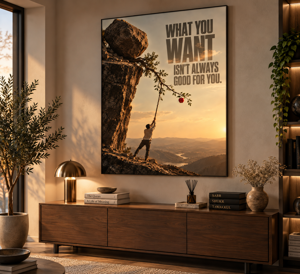 Not Everything You Want Islamic wall art displayed in a modern interior
