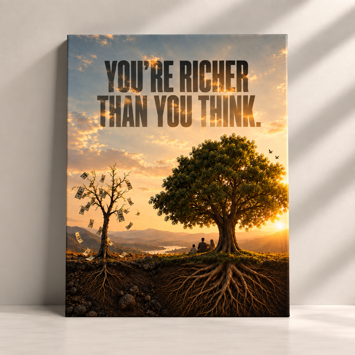 Richer Than You Think gratitude and blessings Islamic canvas art by BornArab Studio