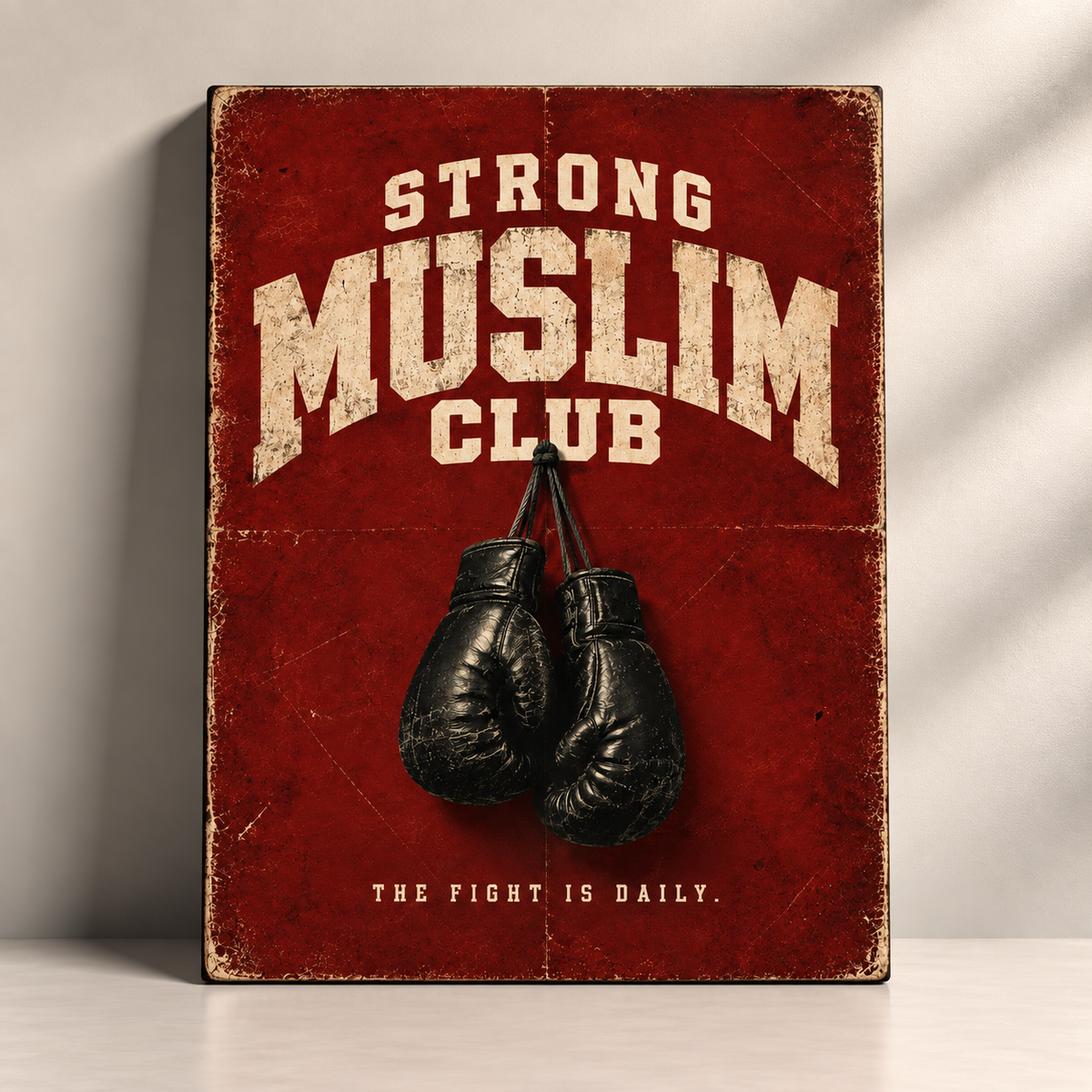 Strong Muslim Club vintage boxing Islamic canvas art by BornArab Studio