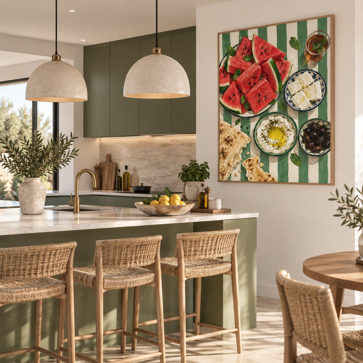 A Palestinian Table canvas art with traditional Palestinian food by BornArab Studio