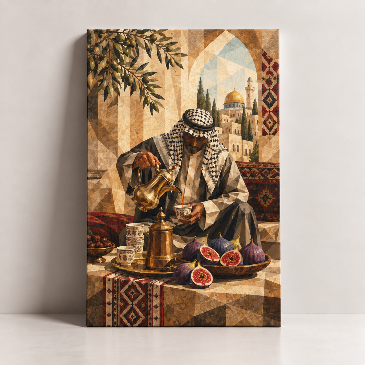 Coffee in Al-Quds Palestinian canvas art by BornArab Studio