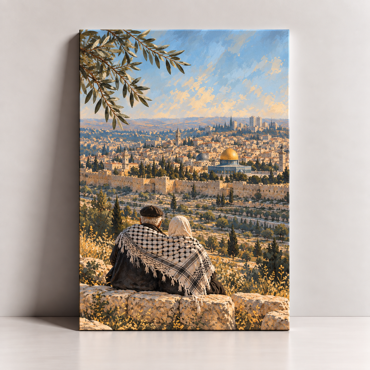 Jerusalem Love Palestinian canvas art overlooking Al-Quds by BornArab Studio