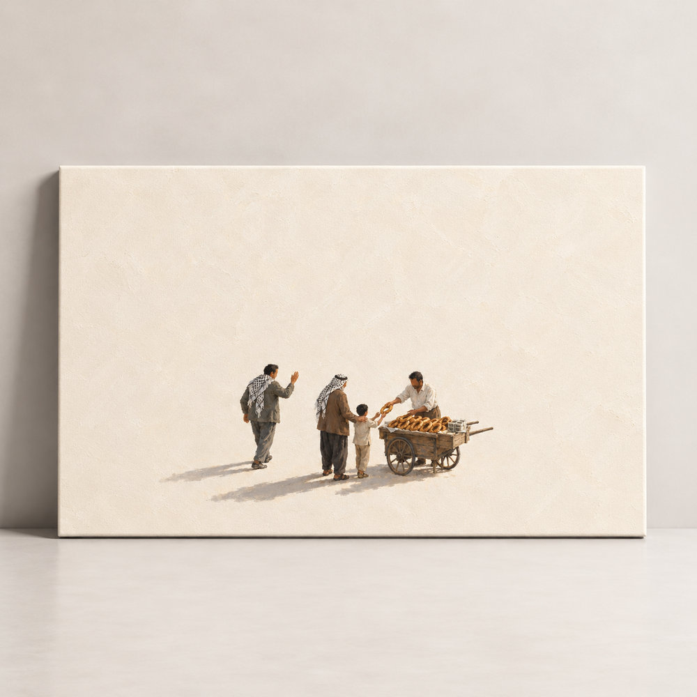 The Bread Seller Palestinian canvas art by BornArab Studio