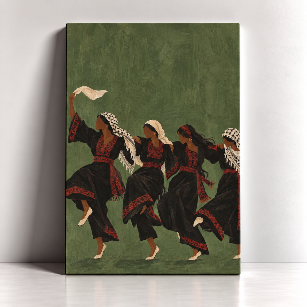The Dabke Palestinian traditional dance canvas art by BornArab Studio