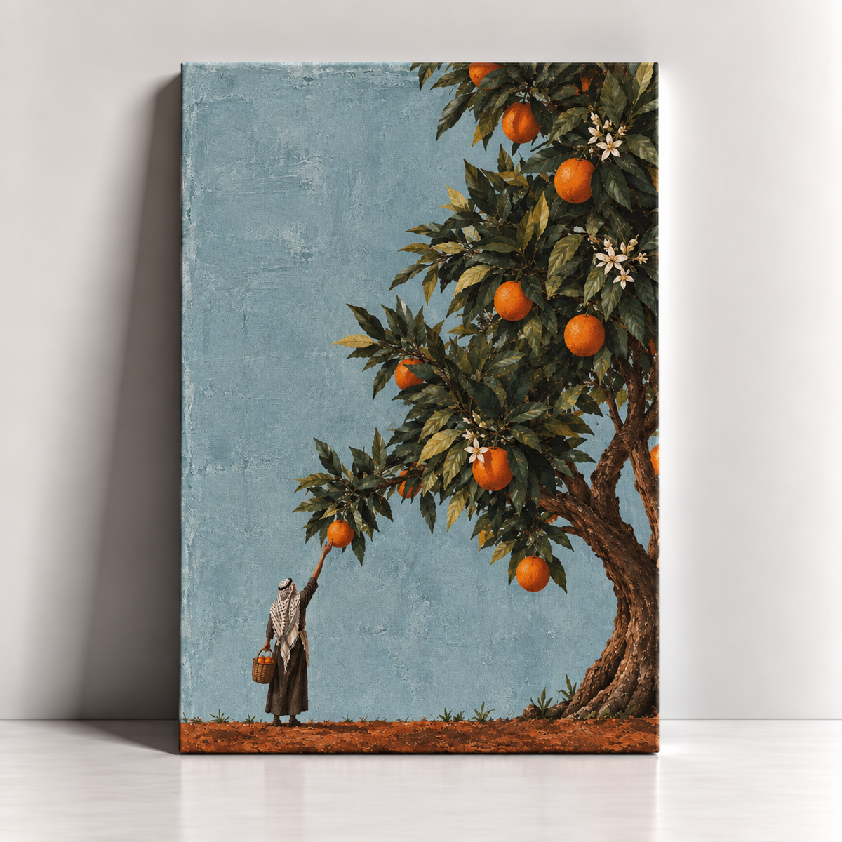 The Orange Harvest Palestinian orange tree canvas art by BornArab Studio