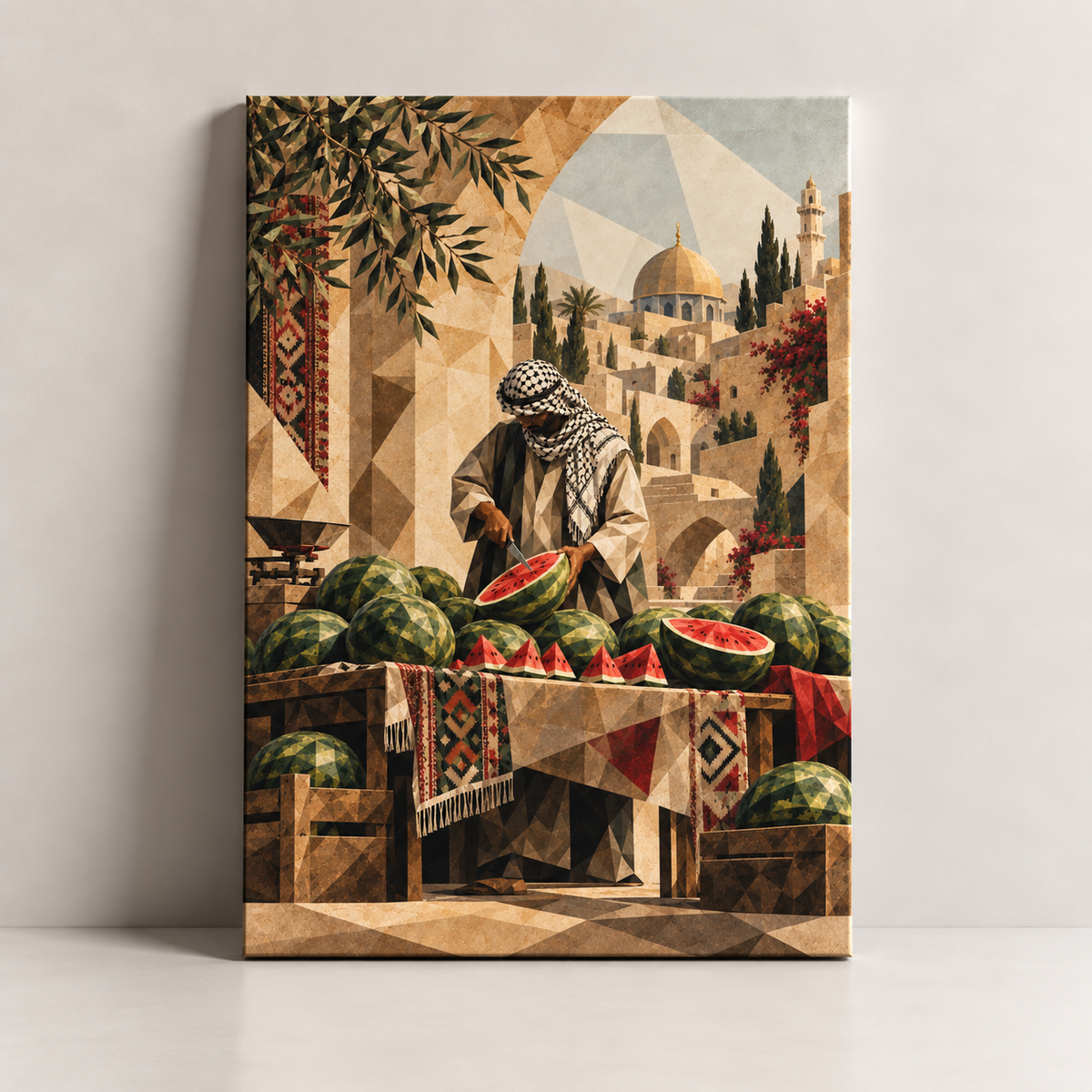 The Watermelon Seller Palestinian canvas art by BornArab Studio