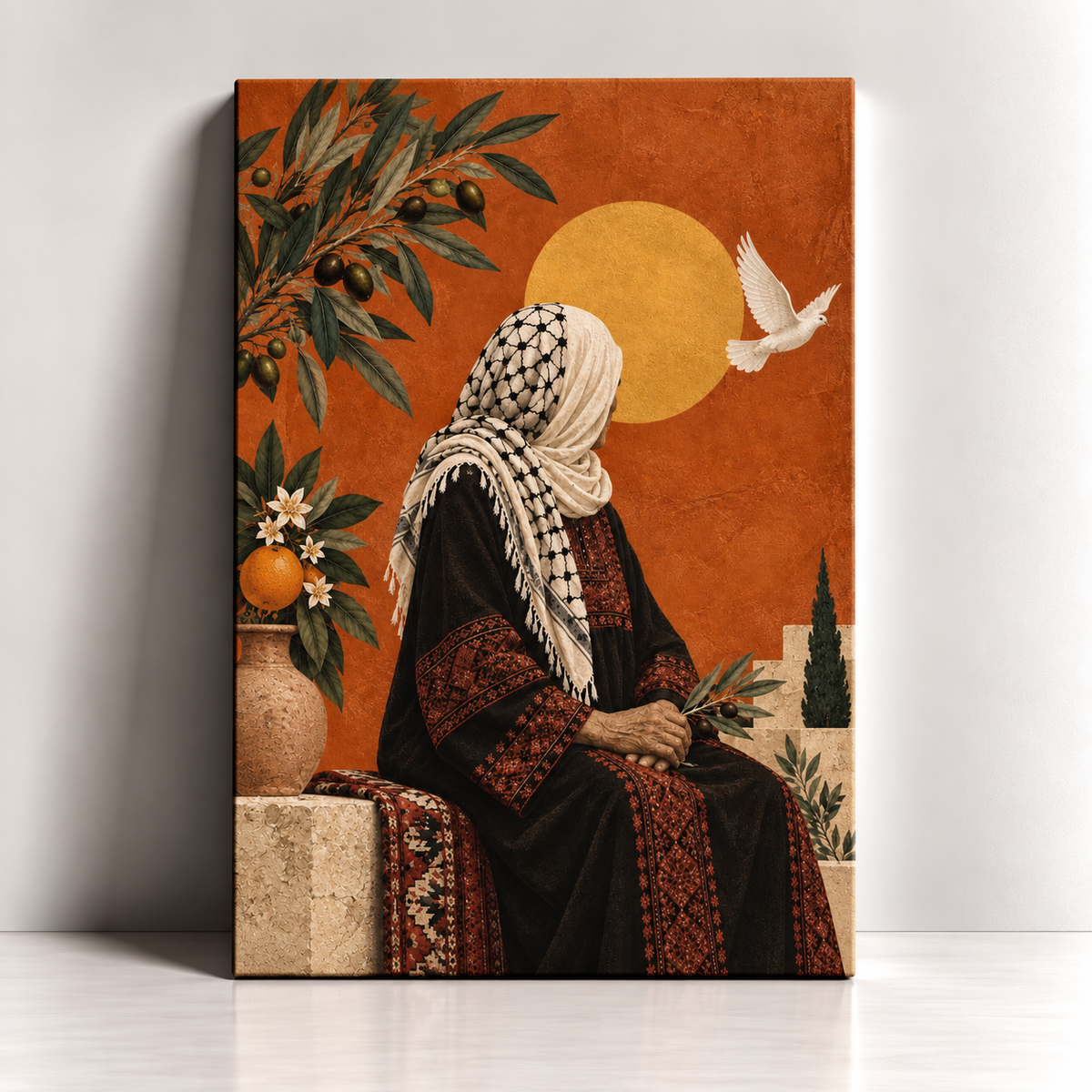 Woman of Palestine traditional Palestinian woman canvas art by BornArab Studio