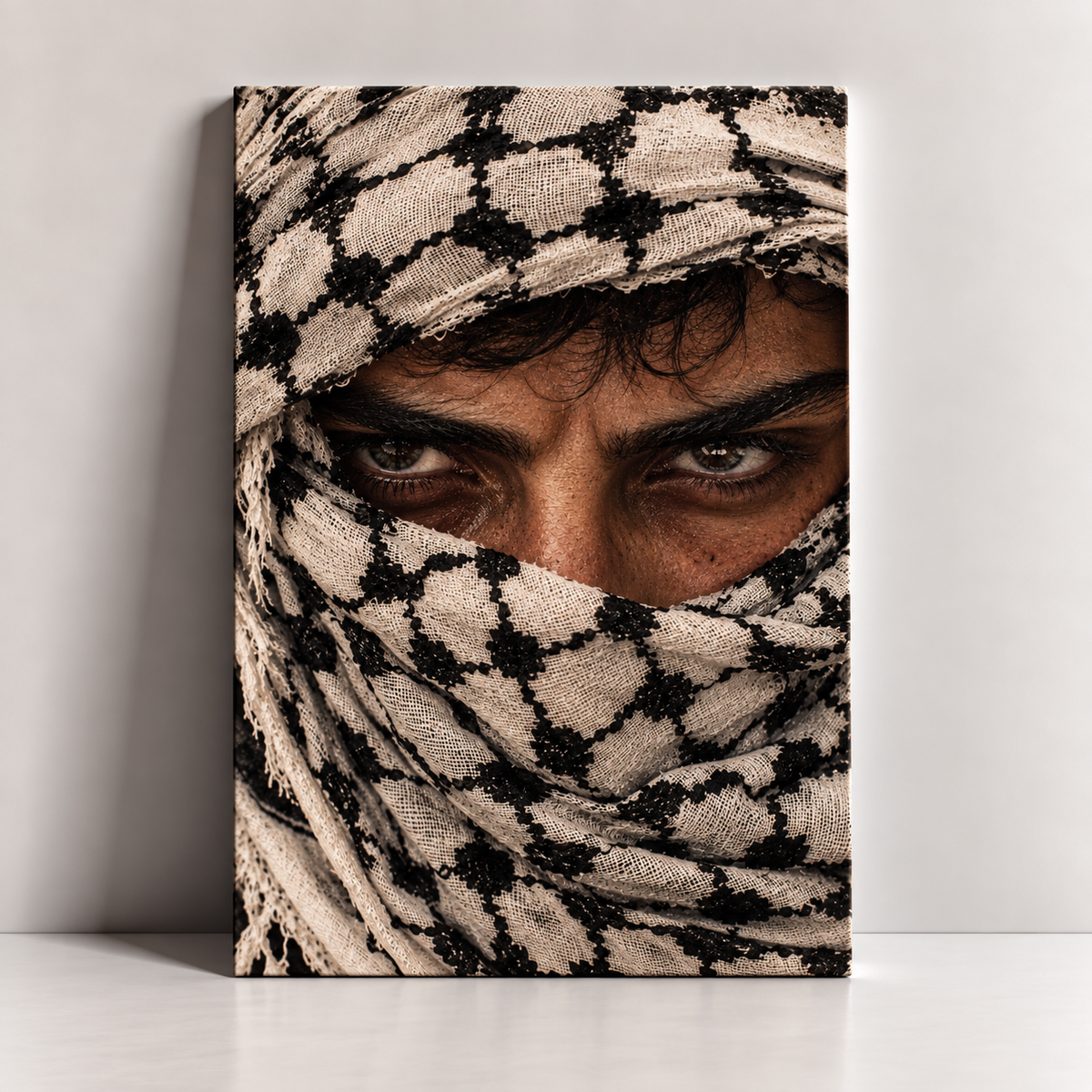 The Young Palestinian Look keffiyeh portrait canvas art by BornArab Studio